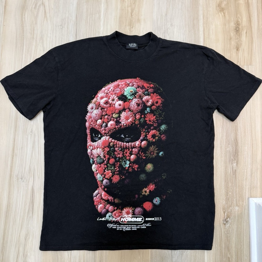 Boohoo Man Homme Gothic Rose Floral Oversized Tshirt Size Small